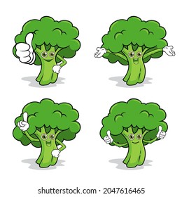 Broccoli Mascot Character Kawaii Illustration