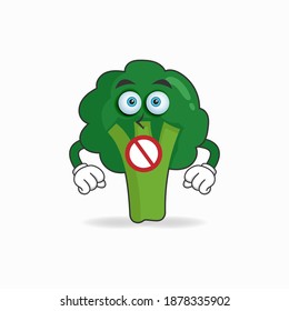 The Broccoli mascot character with a speechless expression. vector illustration