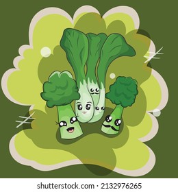 Broccoli And Mustard Cartoon Illustration