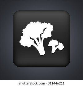 Broccoli on Black Square Button
