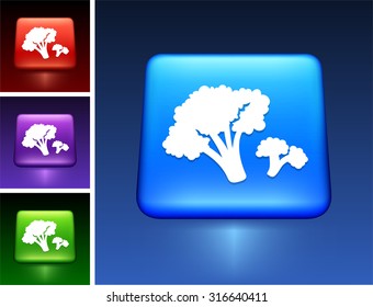 Broccoli on Blue Square Button