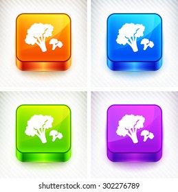 Broccoli on Color Square Buttons