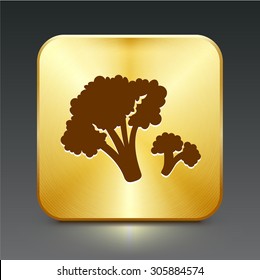 Broccoli on Gold Square Button
