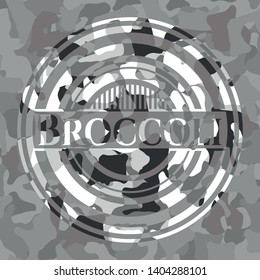 Broccoli on grey camouflaged pattern