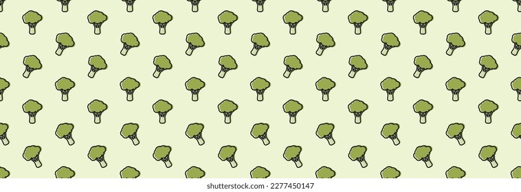A lot of broccoli on a light background, seamless background.