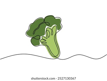 Brócoli en un dibujo de línea continua. Diseño minimalista para temas de verduras y nutrición. Ilustración dibujada a mano para una alimentación saludable.