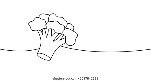 Broccoli one line continuous drawing. Fresh organic vegetable. Vector illustration