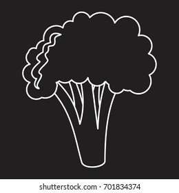Broccoli outline icon vector illustration for design and web isolated on black background. Broccoli vector object for labels logos and advertising