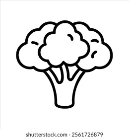 Broccoli Outline Vector Icon on White Background