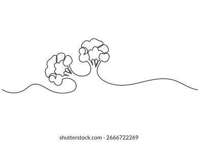 Brócolis esboço de ilustração vetorial em contínuo uma linha minimalista desenho vegetal saudável