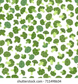 Broccoli pattern. Grunge seamless pattern. Healthy lifestyle. Vegetarian background. Green cabbage variety. Hand drawn vegetable texture. Vegan food.