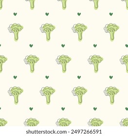 broccoli pattern outline vector design isolated background