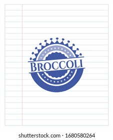 Broccoli with pen strokes. Blue ink. Vector Illustration. Detailed.