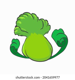 Broccoli. Broccoli plant isolate drawn in flat style. Plants vs Zombies. Vector illustration 