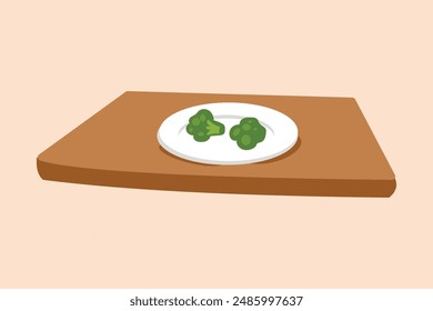 broccoli in plat, healthy diet concept flat vector