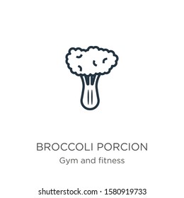 Broccoli porcion icon. Thin linear broccoli porcion outline icon isolated on white background from gym and fitness collection. Line vector sign, symbol for web and mobile