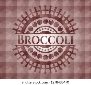 Broccoli red seamless geometric emblem.