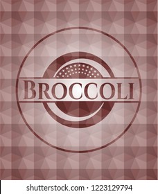 Broccoli red seamless geometric pattern emblem. Seamless.