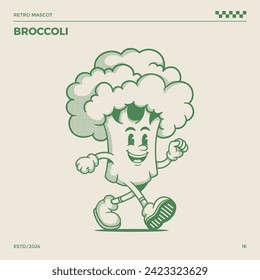 Broccoli Retro Mascot, cartoon mascot