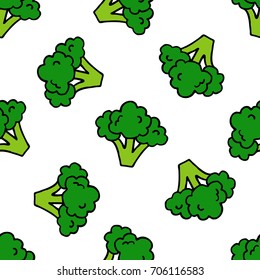 broccoli seamless doodle pattern