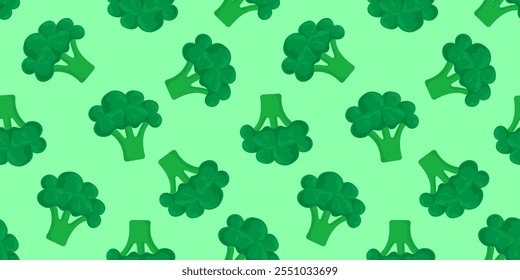 broccoli seamless pattern print design on green background vector illustration