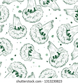 Broccoli seamless pattern, vector
