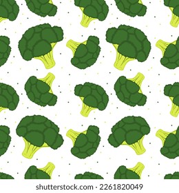 Broccoli seamless pattern. Vector illustration of a fresh vegetable