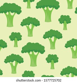 Broccoli seamless pattern. Vegetable food vector background.