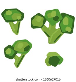 broccoli set abstract shapes. Vector illustration