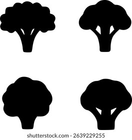 Broccoli Silhouette Collection with White Background