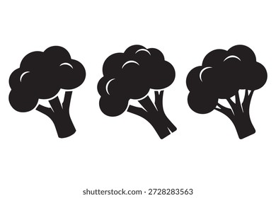 Conjunto de iconos de silueta de brócoli Vector