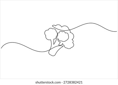 Broccoli einzeilige Zeichnung minimalistisch kontinuierliche Kunst Vektorgrafik