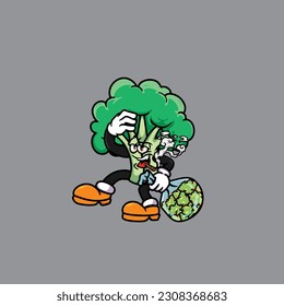 broccoli smoking blunt and high face stoned from weed cannabis hold bud nug