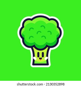 broccoli Sticker Cute cartoon Vegetable with funny kawaii faces.