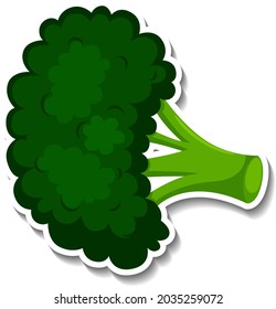 Broccoli sticker on white background illustration