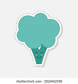 Broccoli sticker. Vector illustration in a flat style