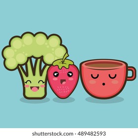 broccoli strawberry cartoon graphic