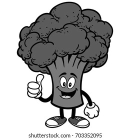 Broccoli with Thumbs Up Illustration