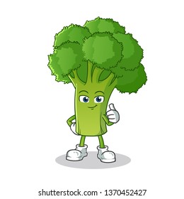 broccoli thumbs up mascot vector cartoon illustration
