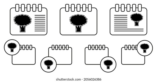 Broccoli vector icon in calender set illustration for ui and ux, website or mobile application