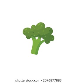 Broccoli vector icon colored. Green brocoli vegetable for healthy meal, isolated on white background. Cartoon food illustration.