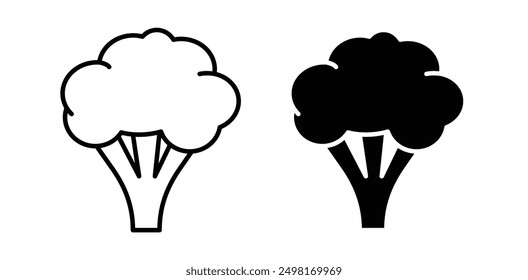 Broccoli vector icon set in black color.