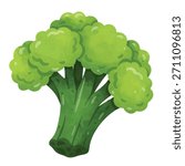 Broccoli vector illustration, hand drawn watercolor painting style, broccoli clip art, fresh broccoli vegetable, green organic food