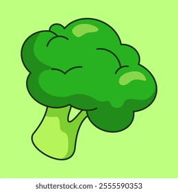 Broccoli vector isolated on green background, Broccoli vector cute simple vector