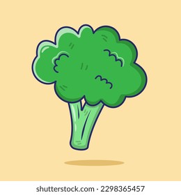 Broccoli Vegetable Asset Vector, Flat Icon, Illustration
