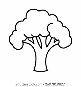 Icono de arte de línea simple de dibujo de contorno negro vegetal de brócoli