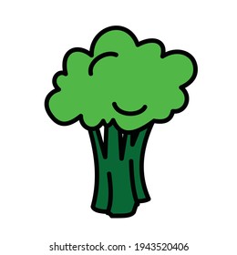broccoli vegetable cartoon bold outline vector design
