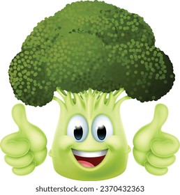 A broccoli vegetable cartoon character emoticon mascot