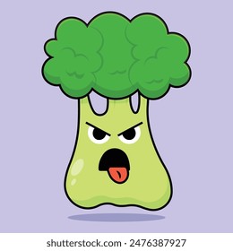 broccoli vegetable cartoon vector illustration. concept of vegetables with cute expressions. flat cartoon style