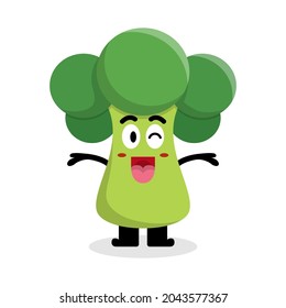 broccoli vegetable character is flashing illustration design